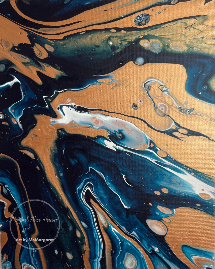 Gull Blått Pouring